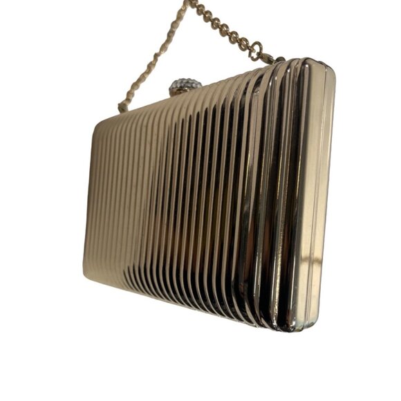 Charming Charlie Women's Gold Crossbody RSVP Evening Clutch Purse Sz S - Picture 3 of 10